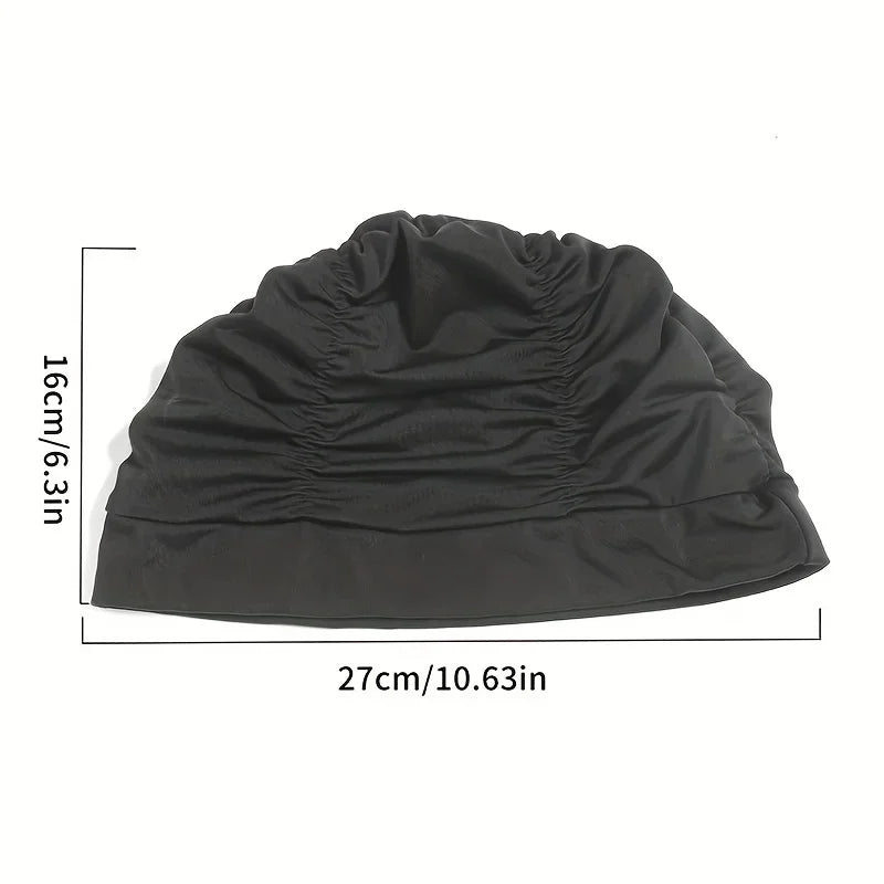 1pc Swimming Cap, Long Hair Swimming Ear Protection, Elastic Wrinkles, Do Not Strangle The Head, Ladies Swimming Cap Qme