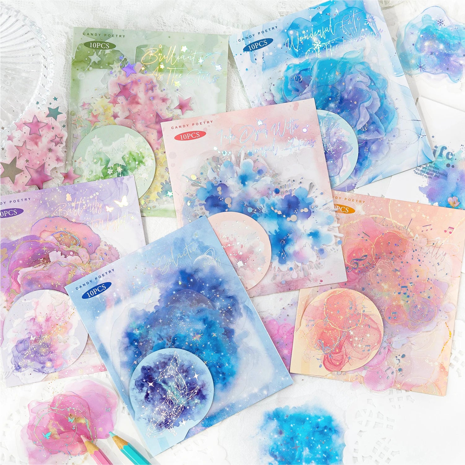 Watercolor spatter Sticker Pack Journaling School Accessories DIY Decorative Scrapbook Color Label Sticker Aesthetic Stationery Qme