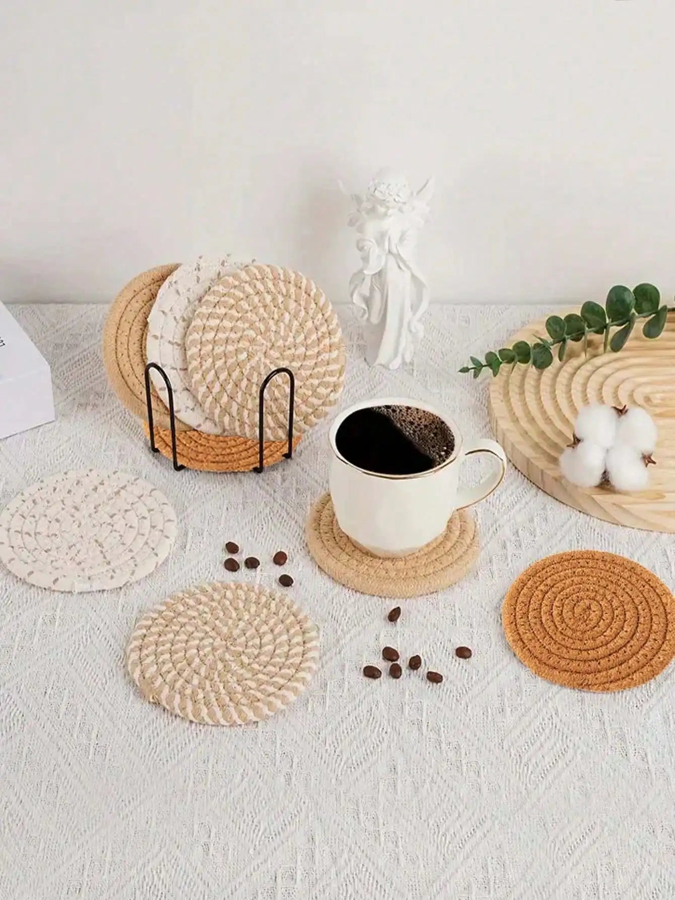 Handmade Cotton Rope Coaster Beverage Bracket Minimalist Woven Qme