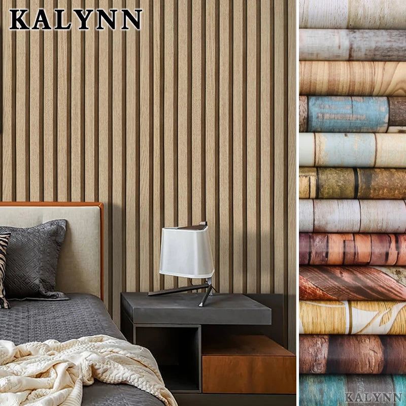 Wood Grating Wallpaper Self-adhesive Removable Peel Stick Wall Paper Qme