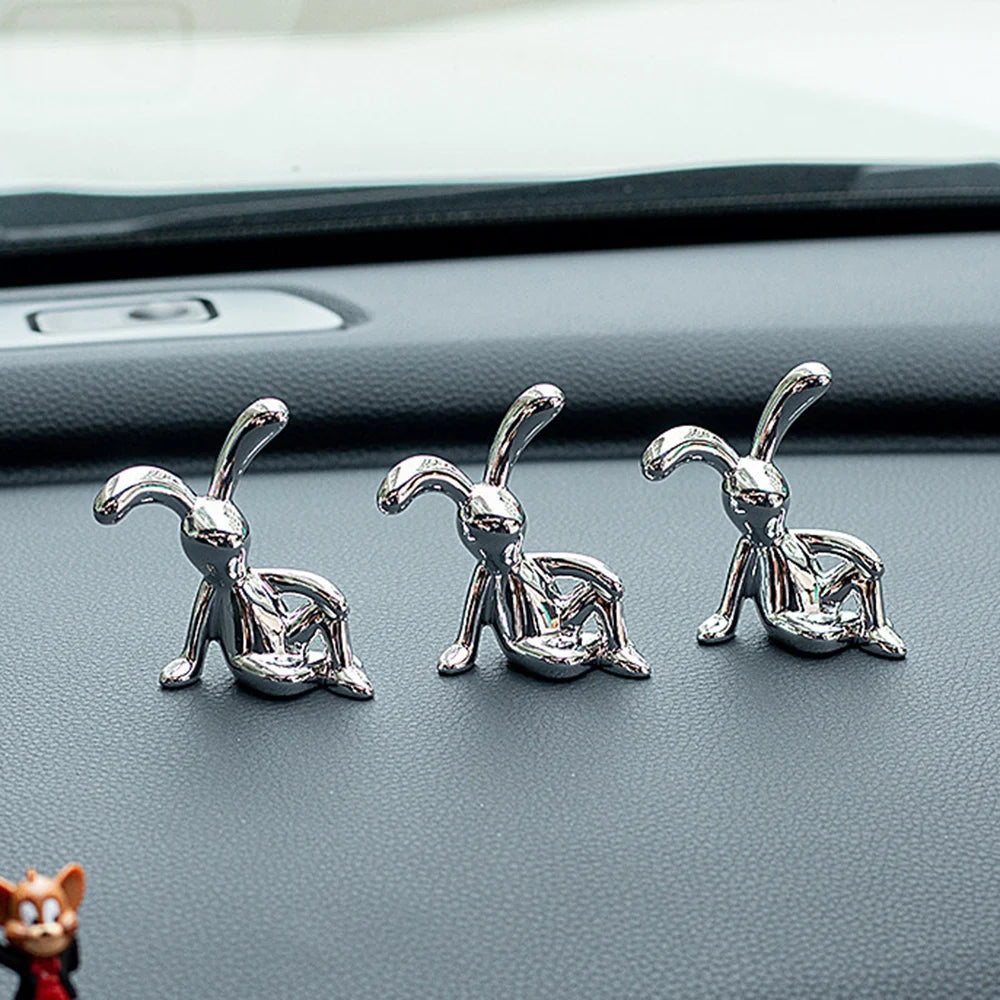 2PC Long-Eared Rabbit Double Statue Cartoon Decoration Accessories Living Room Bedroom Car Decoration Desktop Decorative Ornamet Qme