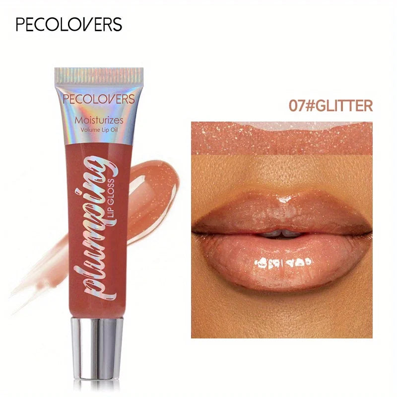 Shimmer Lip Oil Tinted For Fuller Lip Effect, Collagen Lip Gloss, Moisturizing Lip Care Extreme Volume Lip Essence Lips Enhancer Qme 07