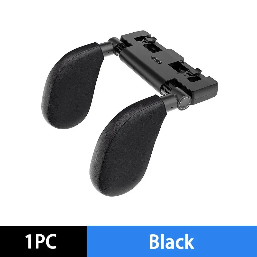 Car Seat Headrest Pillow Travel Rest Sleeping Headrest Support Solution Car Accessories Interior U Shaped Pillow For Kids Qme Leather Black