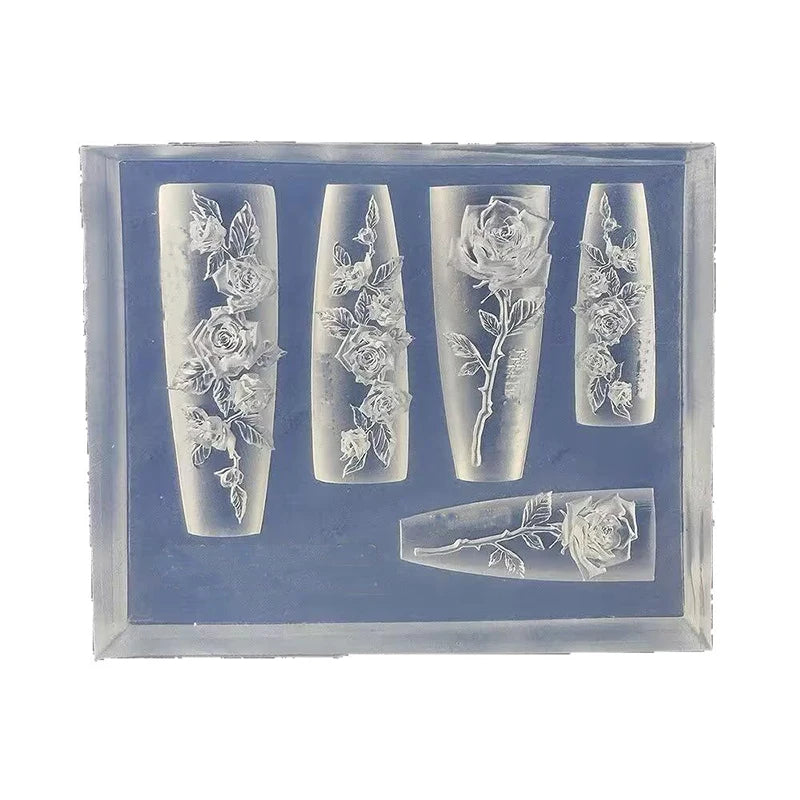 Flexible Silicone Nail Art Molds Rose Flower Charm Professional Qme