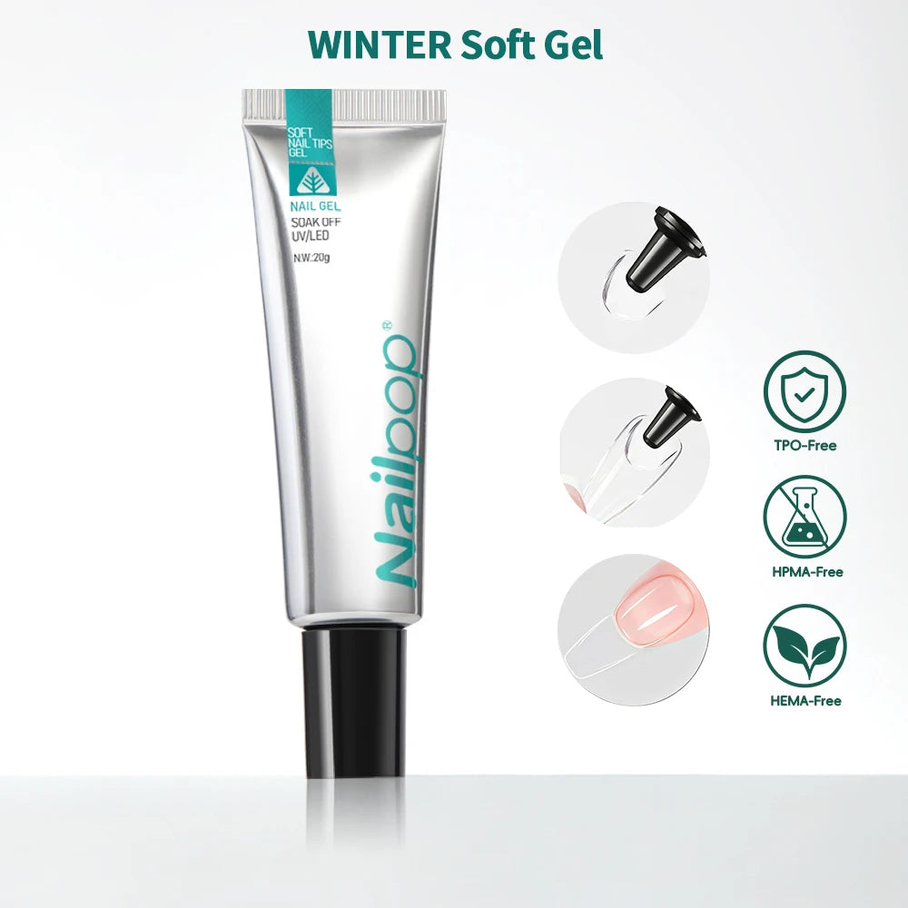 Nailpop Soft Nail Tips Gel Summer Flat-end Winter Pointed-tip Vitamin Qme Winter Soft Gel 1PC