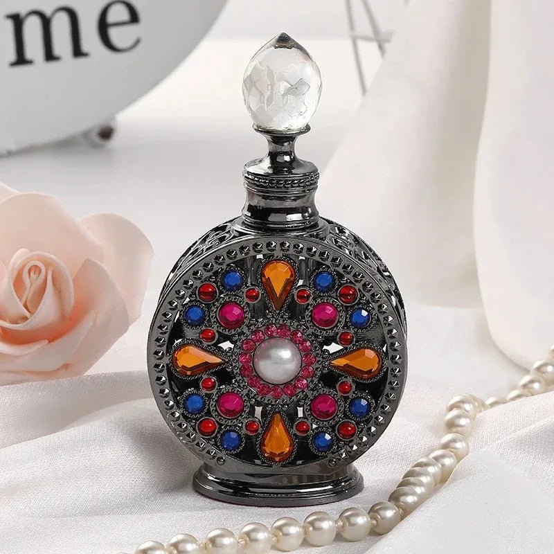 12ML Perfume Bottle Metal Empty Bottle Essential Oil Perfume Dispensing Glass Bottle Luxury Gifts Travel Portable Perfume Bottle Qme Black 12ml