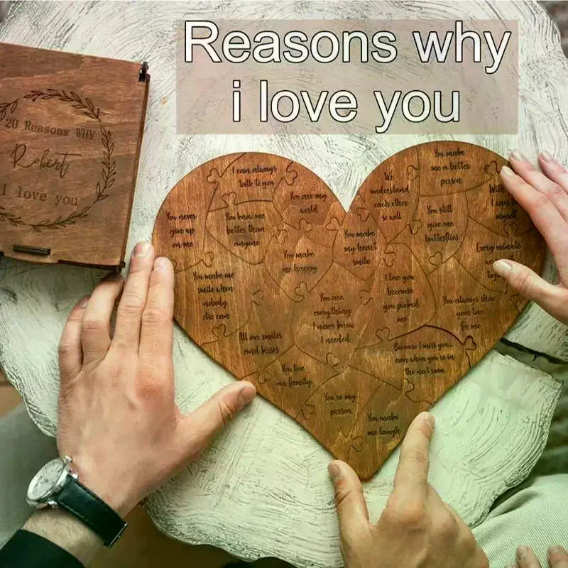 20 Reasons Why I Love You Puzzle Engraved Love Gift Home Decor Sentimental Gifts Personalized Mother's Day Valentine Day Gift Qme