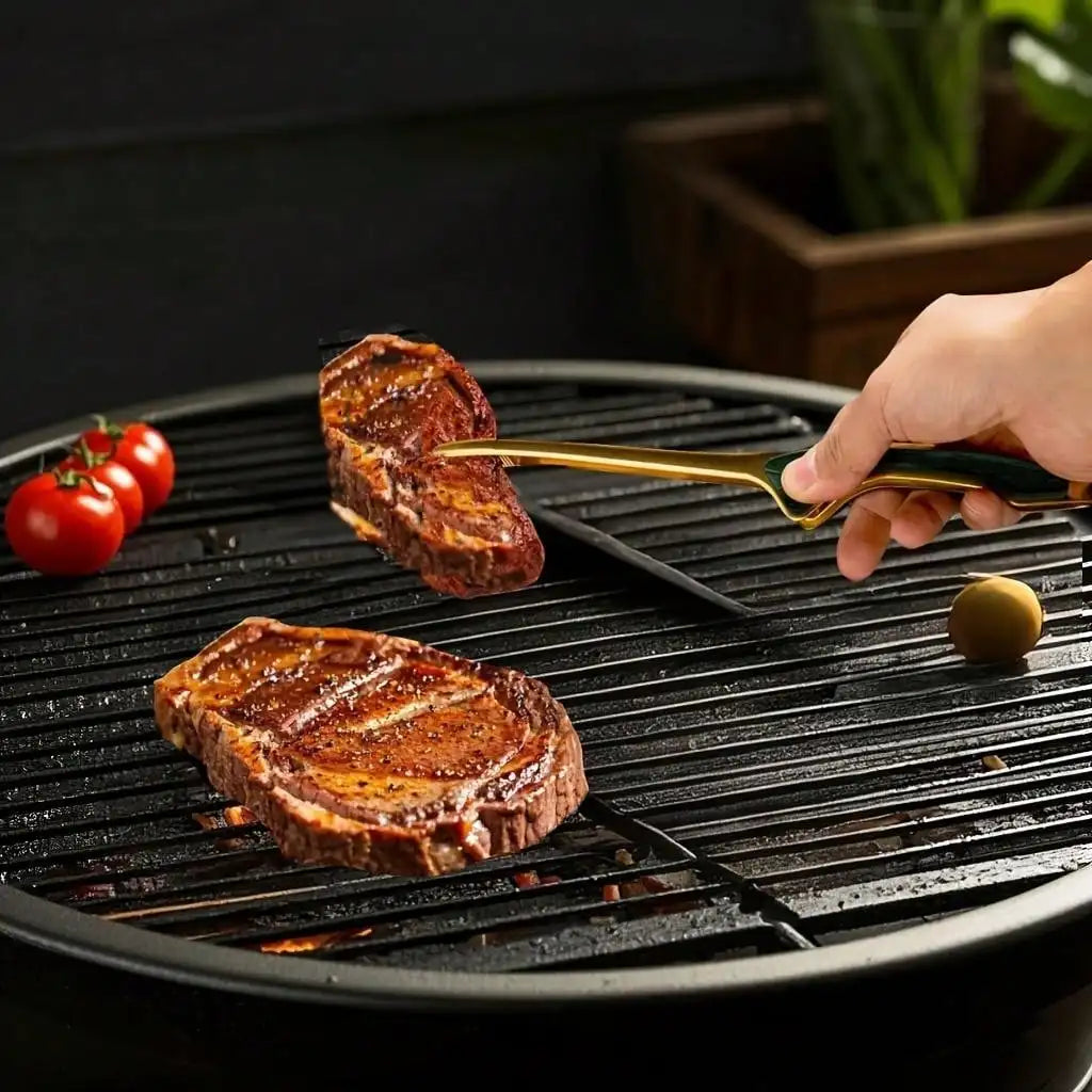 Kitchen Plastic Handle Stainless Steel Clip Food Steak Fried Bread Qme