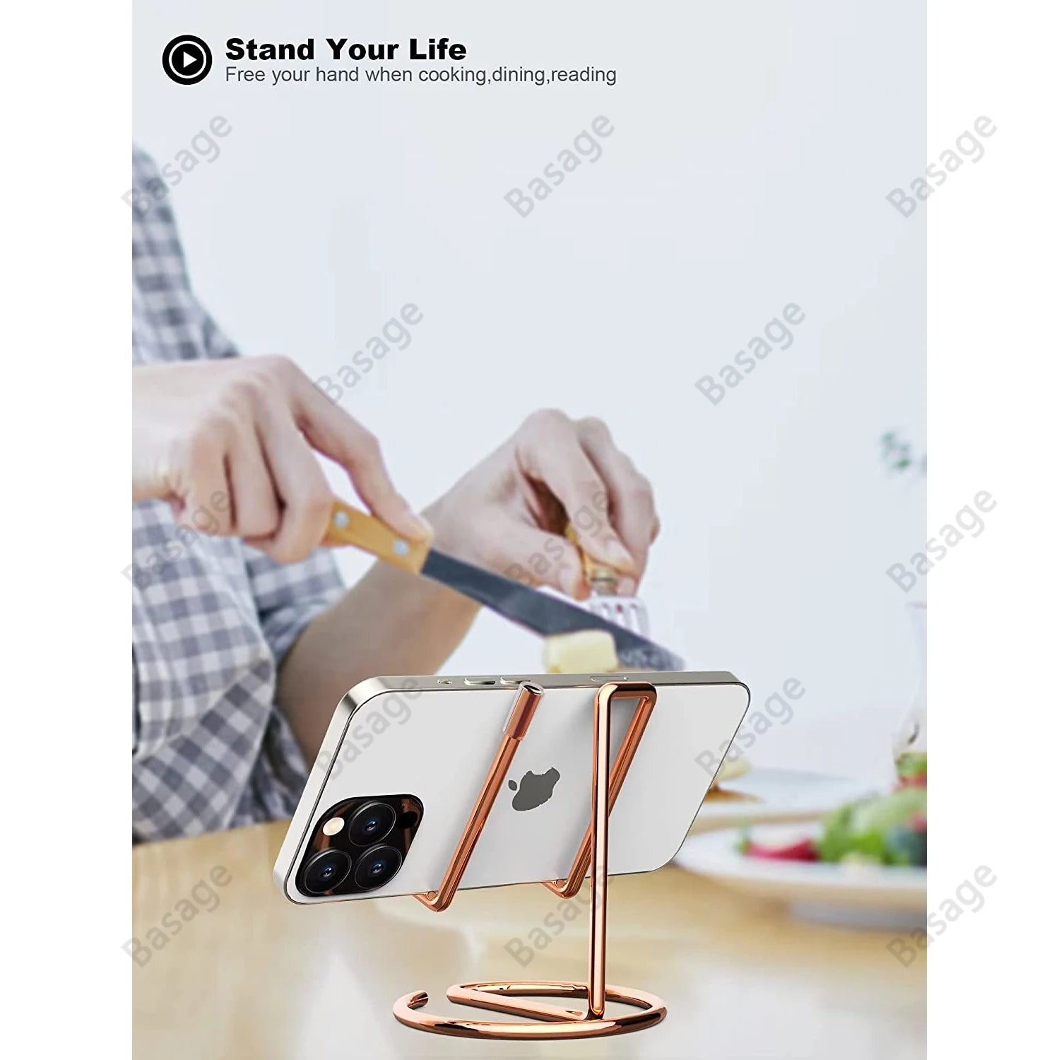 Cell Phone Stand for Desk, Business Card Holder,Cute Metal Cell Phone Stand, Metal Wire Cellphone Cradle Dock for Phone Tablet Qme
