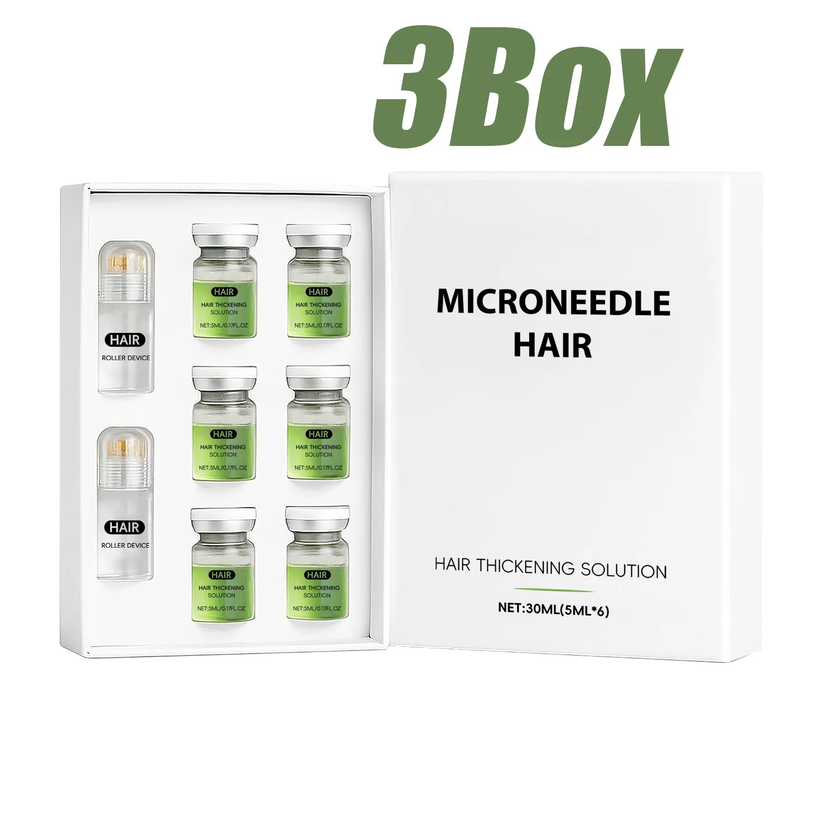 Hair Essential Care Serum Microneedle Roller Set Hair Follicle Care Nourishing Scalp Hair Care Hair Thicken Conditioner Essence Qme 3 Boxed