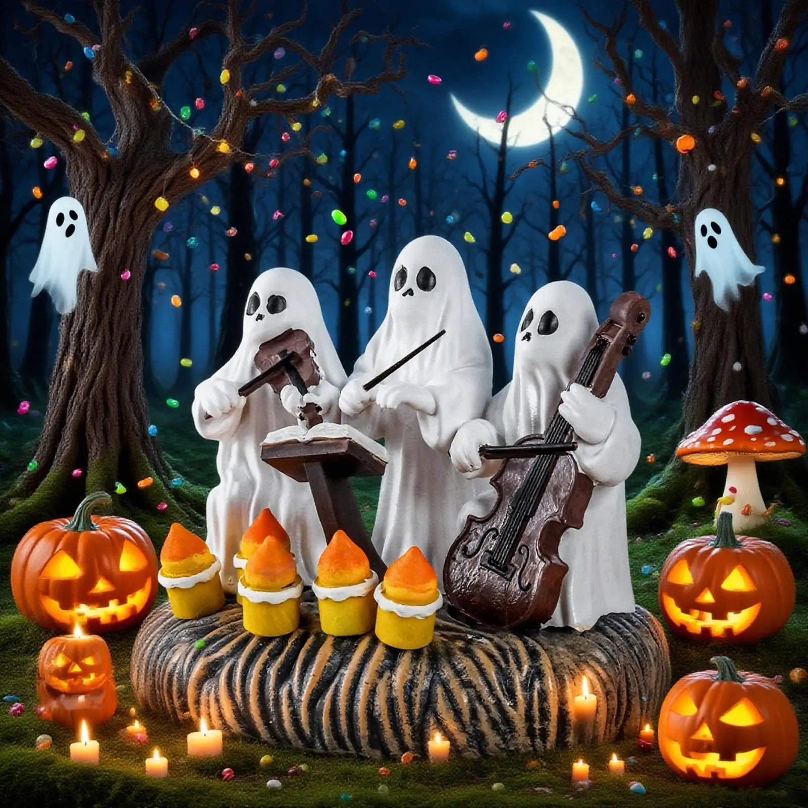 Halloween Ghost Statue Figurines Decor Festive Seasonal Spooky Desk Qme