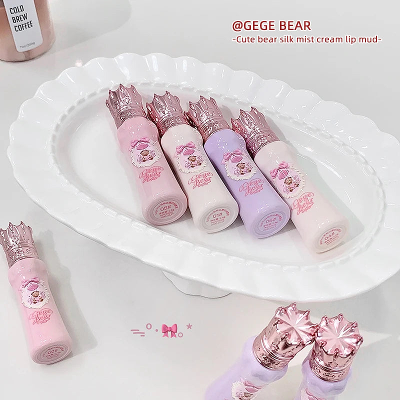 Gege Bear Silky Matte Velvet Lip Mud Moisturizing Non Drying Smooth Qme