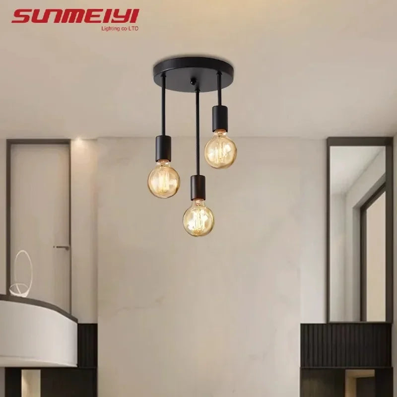 E27 Bulb Modern LED Ceiling Light Black - Energy Saving, Living Room, Bedroom, Kitchen, Easy Installation, Bulb Qme