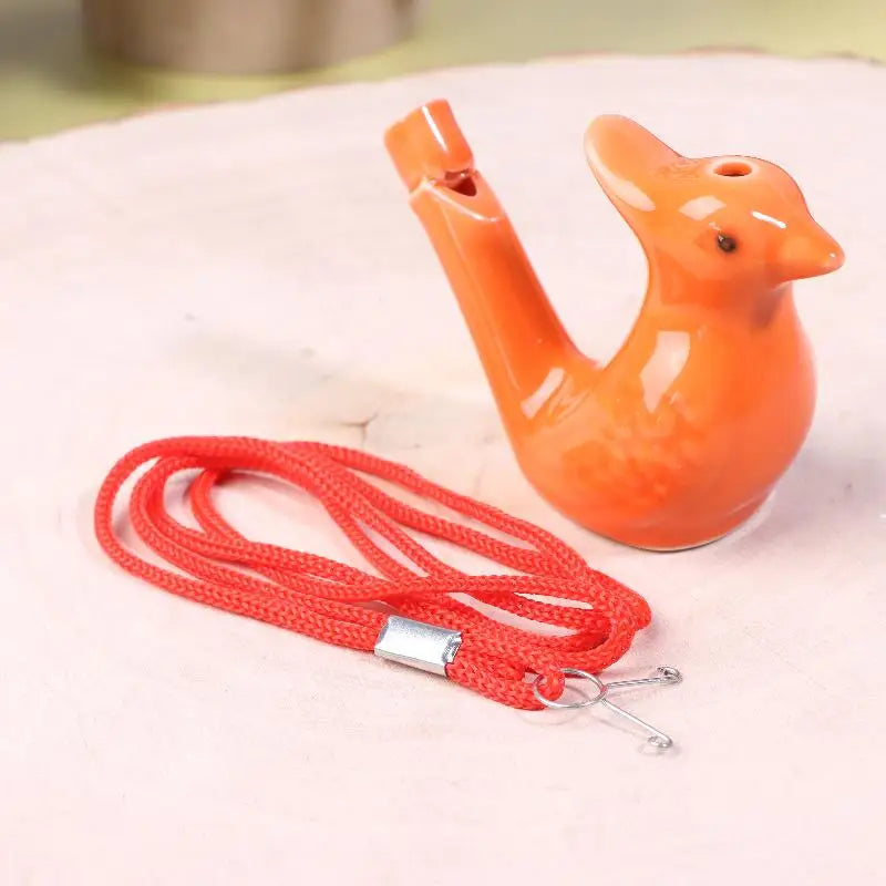 1 Bird Whistle Water Musical Ceramic Colorful Animal Shape Early Qme Orange