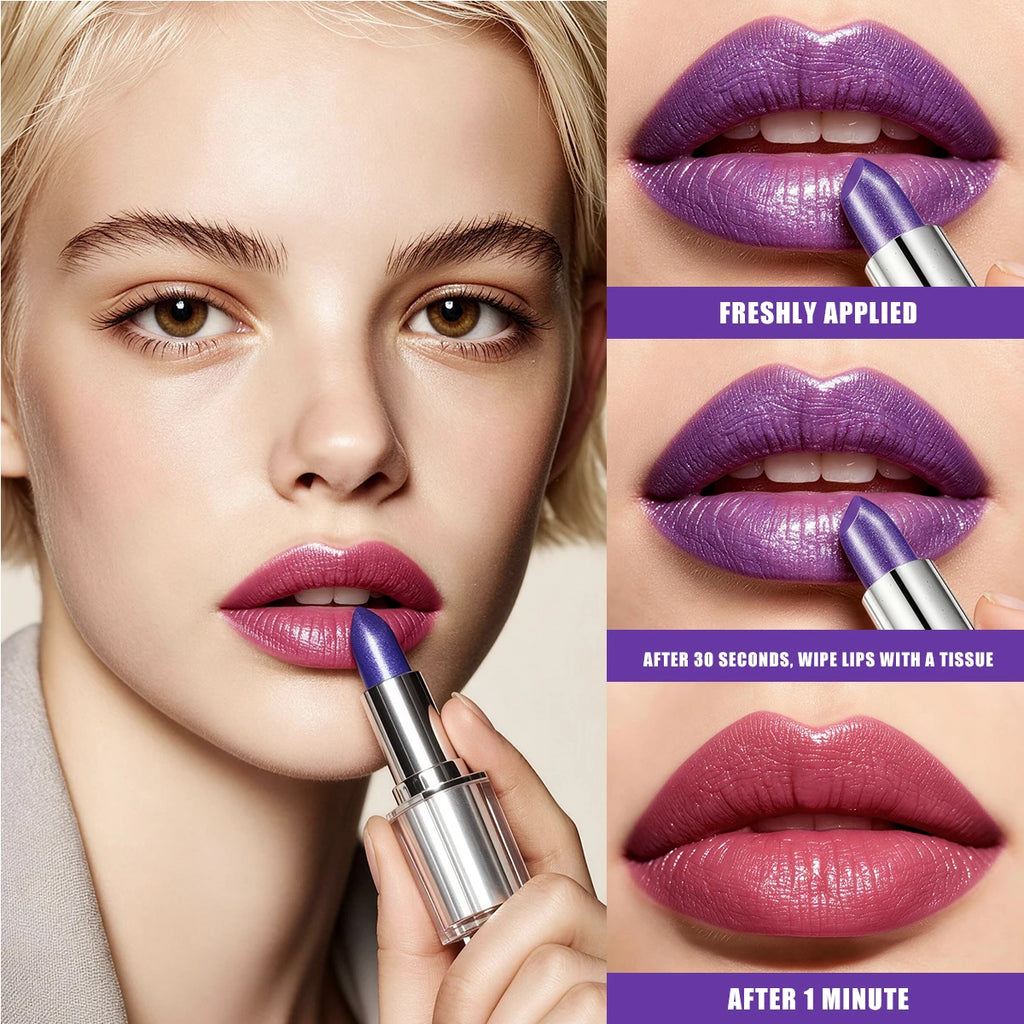 Temp Color Change Pearl Lipstick Metal Crystal Jelly Lip Balm Waterproof No Stick Cup Diamond Shimmer Lip Makeup Qme