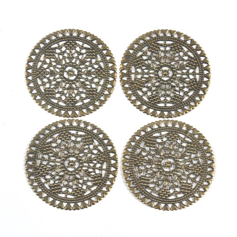 10Pcs Round Metal Crafts Filigree Flower Wraps Connectors For Making Scrapbook DIY Embellishments Handicraft Home Decor yk0896 Qme