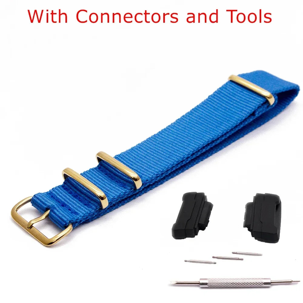 Nylon Watch Strap for Casio G-Shock GA100 GA120 GA110 GA400 Men Women Gold Buckle Replacement Watchband Bracelet Qme Sky Blue 22mm
