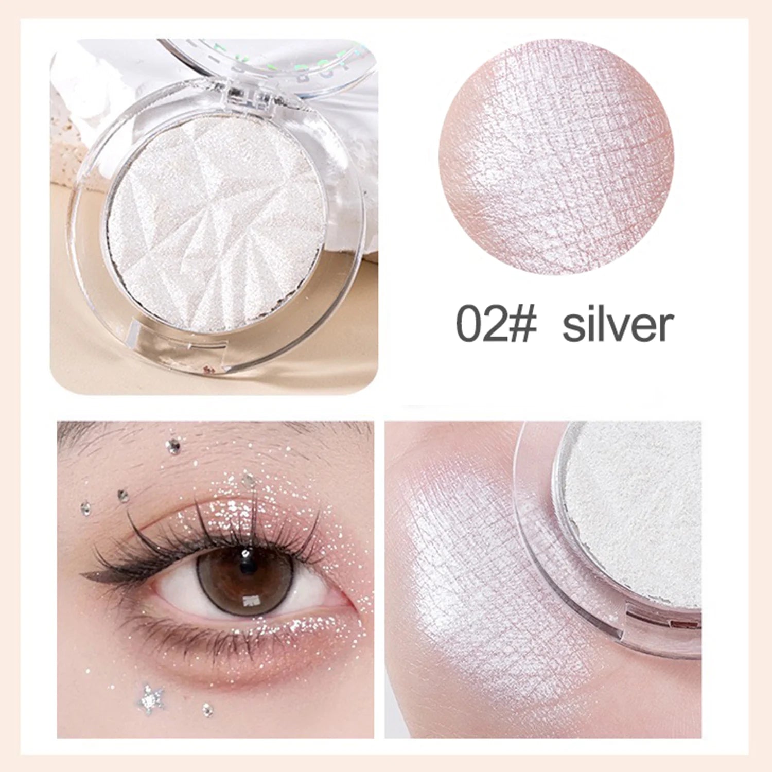 Shimmer Diamond Glow Highlighter 2-Color Palette Contour Brighten Qme Sliver