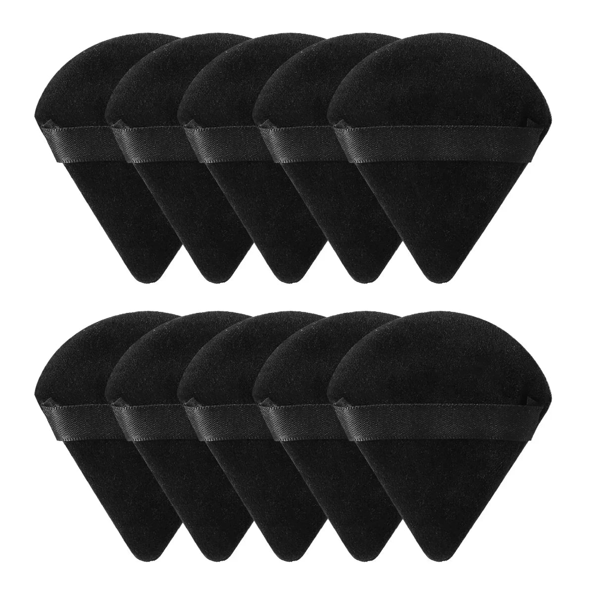 Triangle Velvet Powder Puff Wet Dry Loose Powder Liquid Cosmetic Soft Plush Powder Puff Makeup Foundation Washable Makeup Tool Qme 10PCS-black