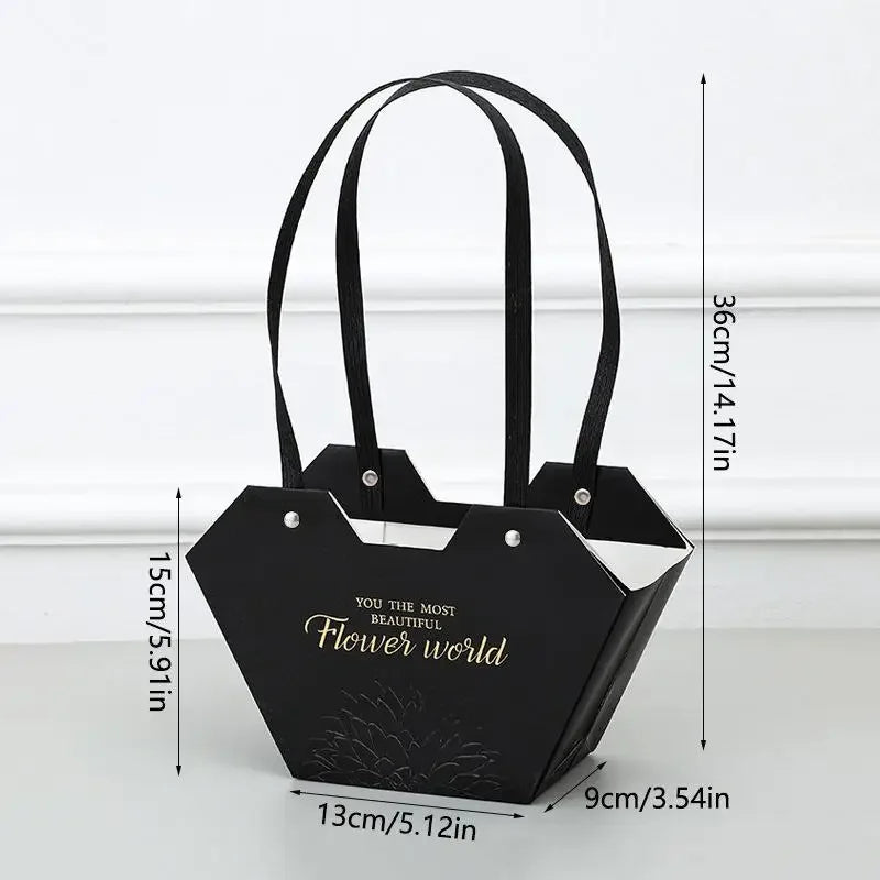 1Pc Portable Flower Basket Rose Flower Wrapping Box Gift Bag For Wedding Birthday Christmas Party Flower Bouquet Decor Supplies Qme