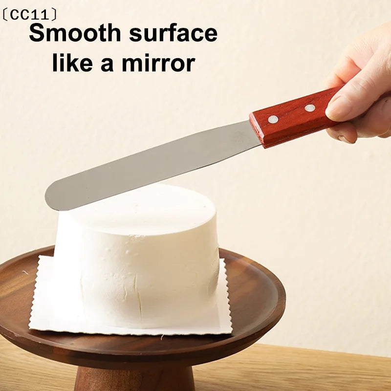 Cake Butter Spatula 6-Inch 8-Inch 10-Inch Wooden Handle Stainless Qme
