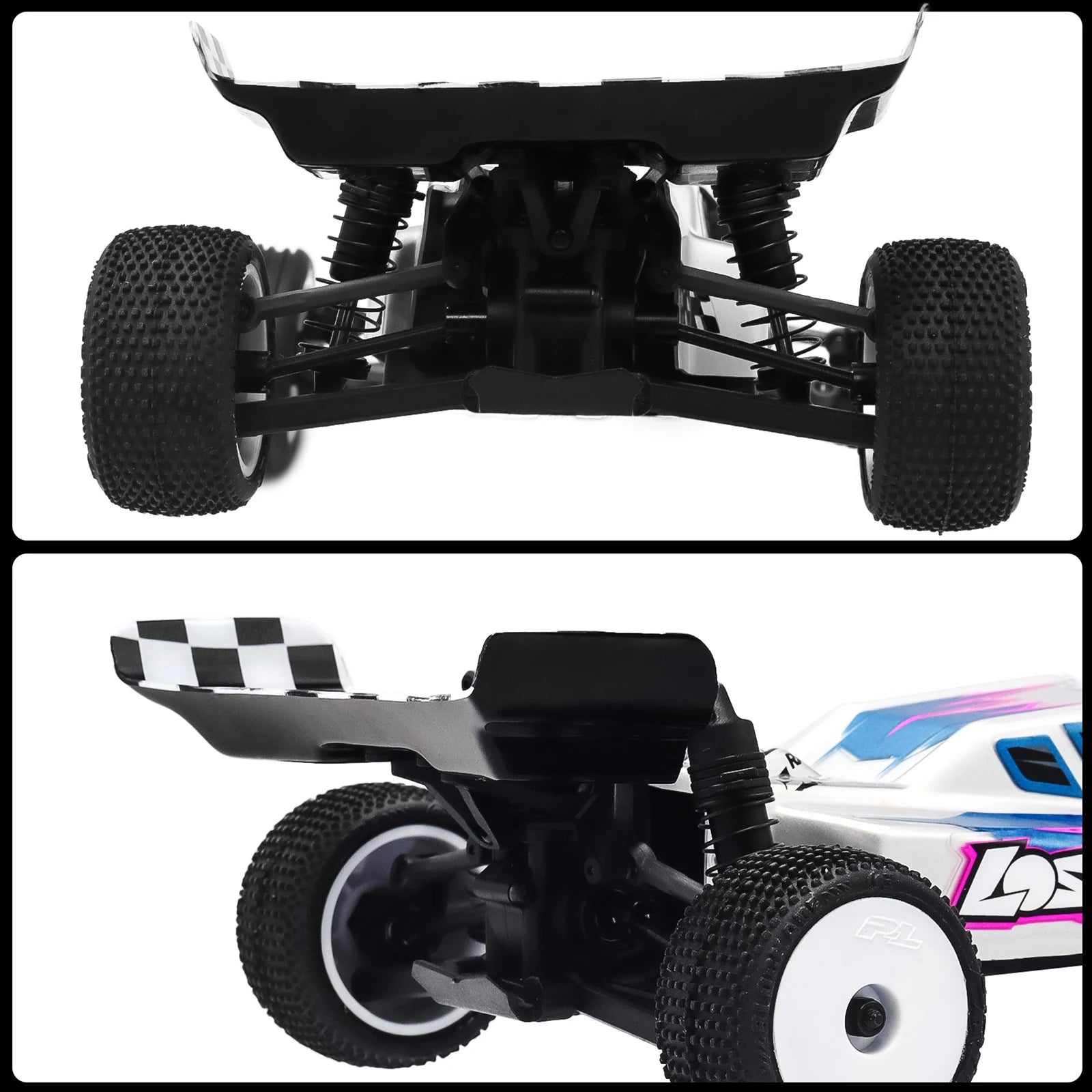 RC Rear Wing Rear Body Wing Spoiler Carbon Fiber Rear Wing for Losi 1/24 Micro-B 2WD Buggy RC Car Upgrade Part Accessory Qme