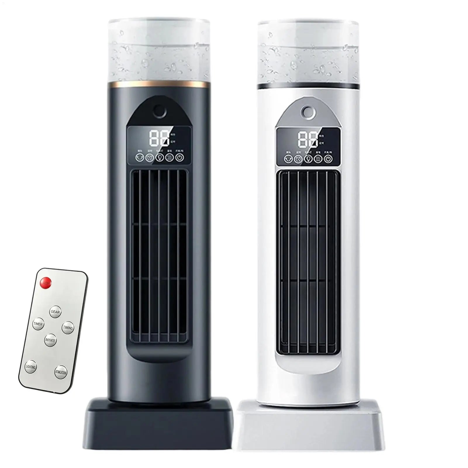 Tower Fan 6-Speed Bladeless Silent Summer Blower with Water Tank 110 Degree Oscillating Fan for Bedroom for Dorm Kitchen Office Qme