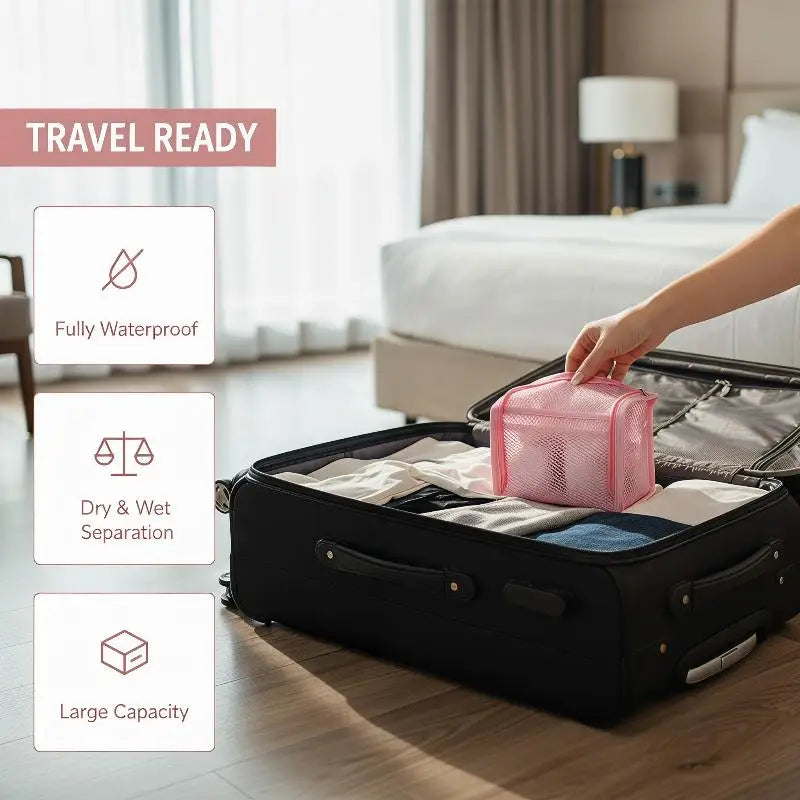 Large Capacity PVC Cosmetic Bag Waterproof Space Saving Toothbrush Qme