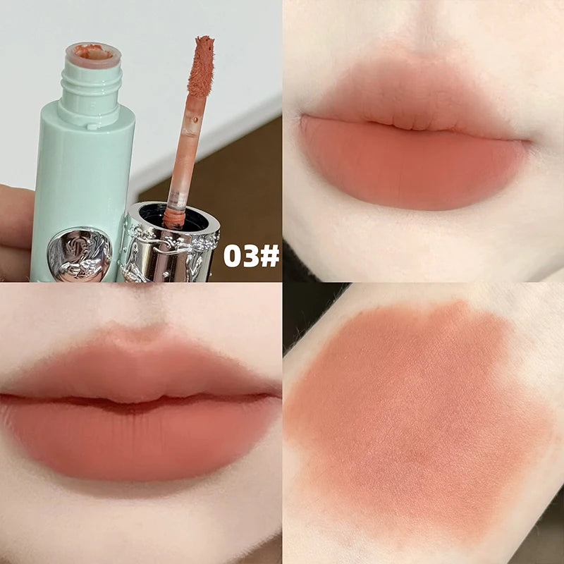 NICEKEY 6 Colors Nude Matte Lip Mud Waterproof Non-stick Liquid Lipstick Lasting Highly Pigmented Lipgloss Tint Makeup Lip Stain Qme 03