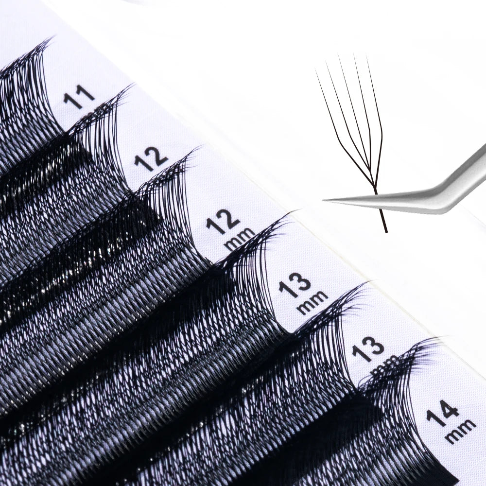NATUHANA U-shaped YY Parallel Flower Fake Eyelash Cosplay Double Tips Qme U-5D C 0.07mm|MIX 8-14mm
