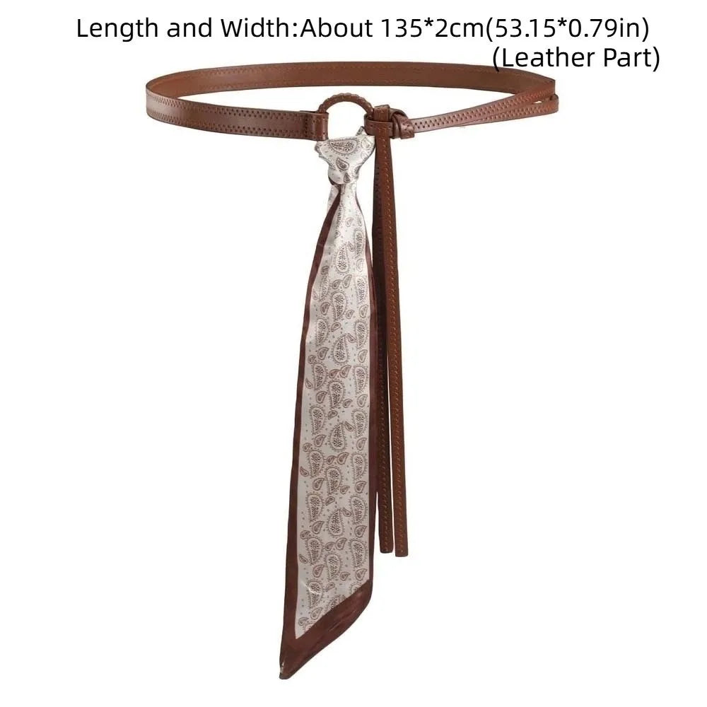 Ethnic Cashew Printed Belt Adjustable PU Retro Jacquard Waistband Qme