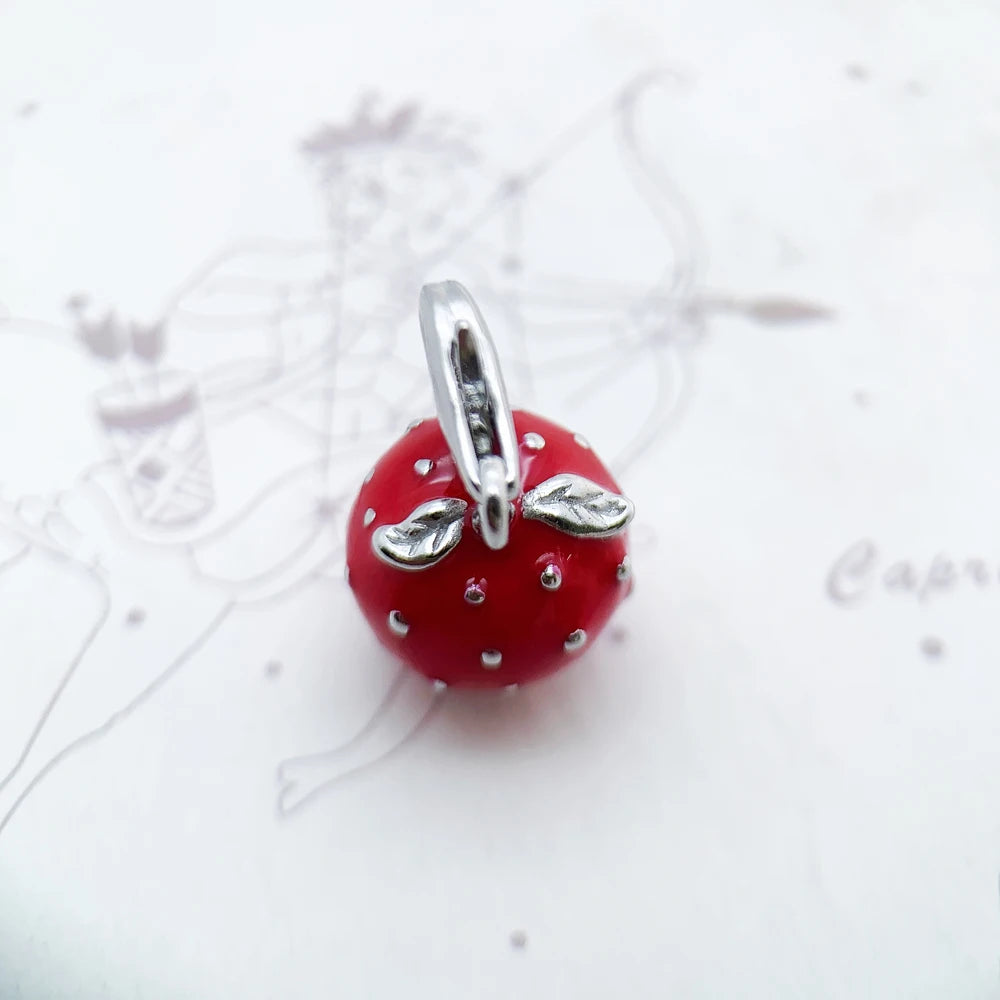 Strawberry Pendant Charm Women Girls Spring Fashion Silver 925 Sterling Jewelry Accessories Party Sweet Gift Qme