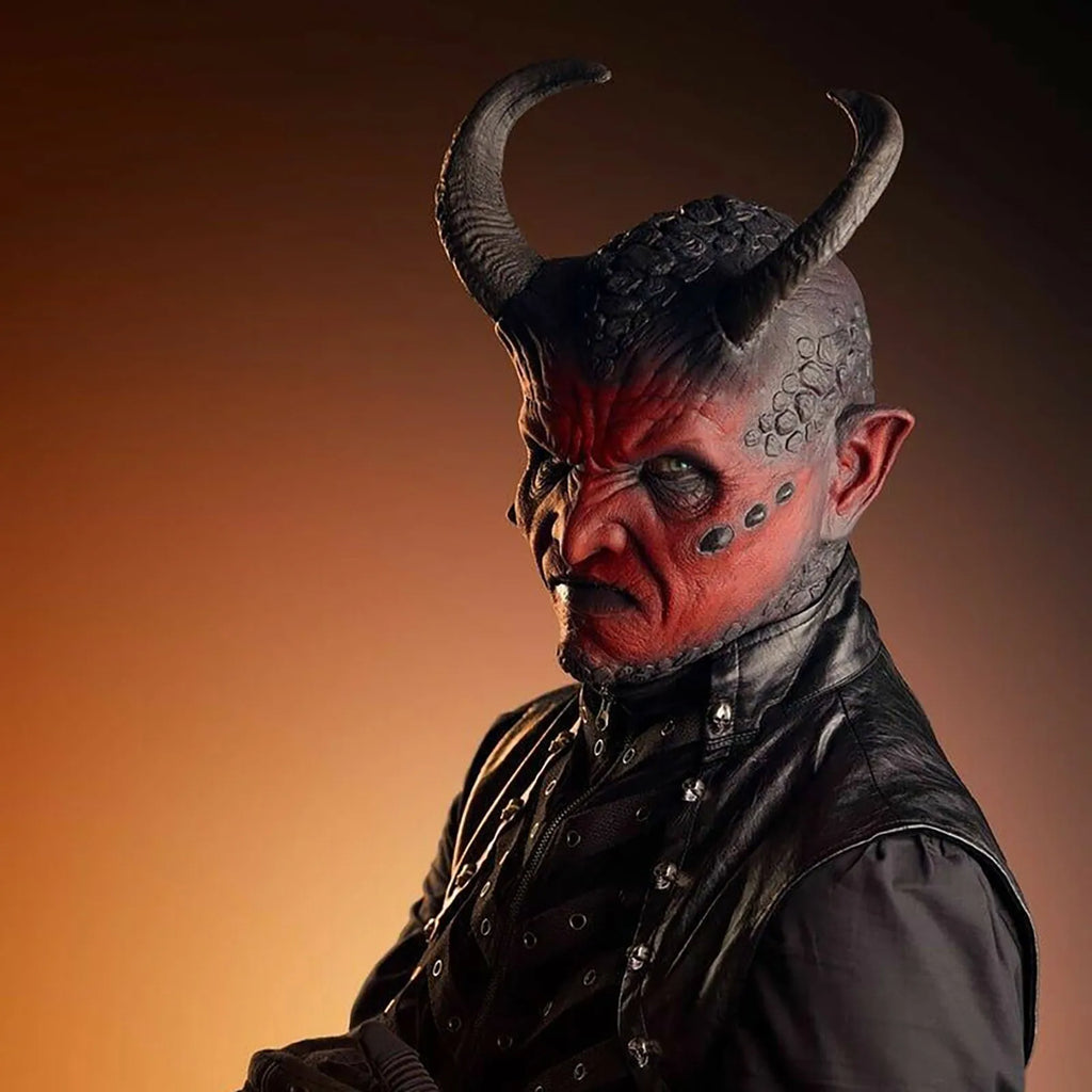 kari-Demon Latex Mask Devil Realistic Prank Present Spooky Toy Halloween Decoration Halloween Mask Party Cosplay Accessories Qme