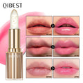 QIBEST Color Changing Lipstick Glitter Lip Blam Transparent Long Lasting Non-Sticky Moisturizing Glossy Shine Lip Stain Tinted Qme gold foil lipstick