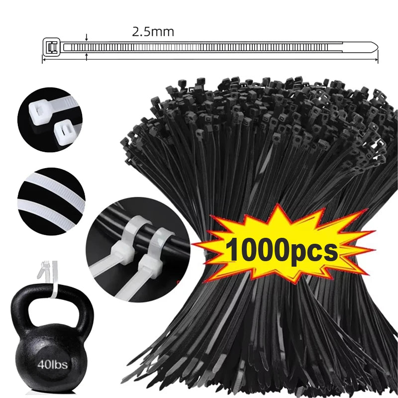 1000 pcs plastic clamping collar rilsan Cable ties clamp greenhouse plastic clamps self-tightening plastic necklace belts Qme
