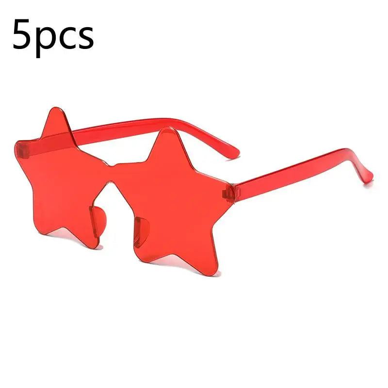 Star Shaped Rimless Sunglasses Colorful Transparent Party Glasses Qme A1