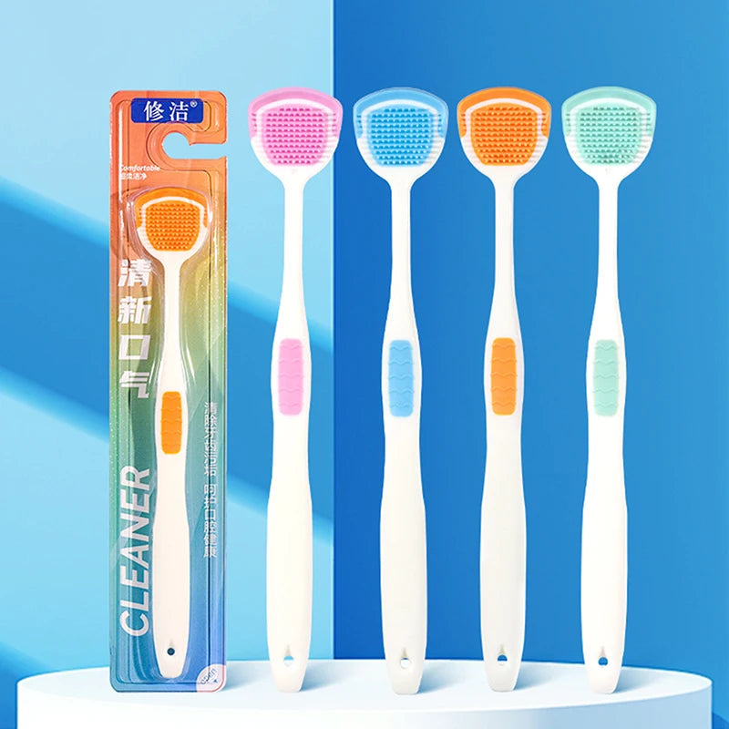 1 Tongue Scraper Soft Silicone Cleaning Toothbrush Oral Cleaner Brush Qme
