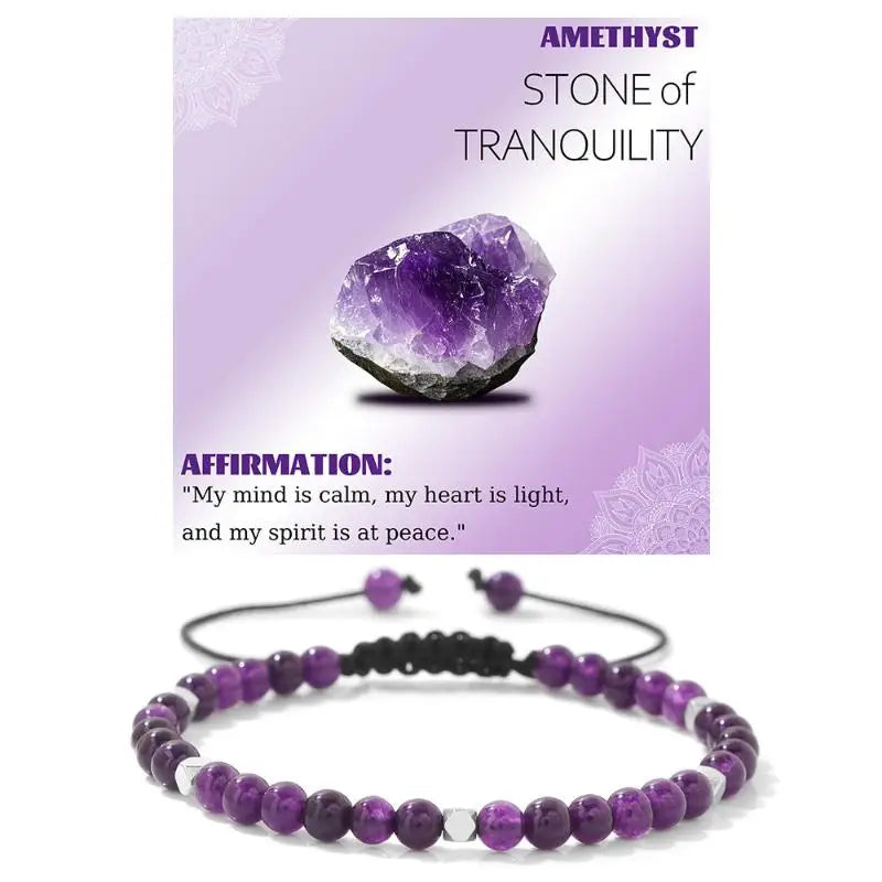 4mm Hematite And Natural Stone Bead Braided Adjustable Bracelet Suitable For Men And Women Daily Wear Holiday Gift Jewelry Qme A14