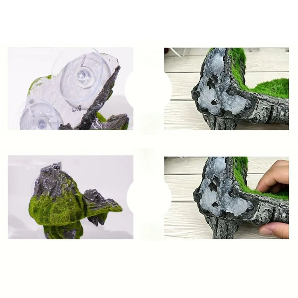 Reptile Rocks 2 Realistic Moss Climbing Habitat 3D Floating Suction Qme