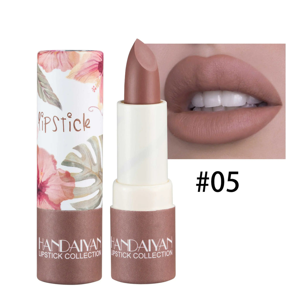 8 Colors Matte Velvet Texture and Is Not Easy to Fade. Naked Color Lipstick, Matte Paper Tube Lipstick Christmas gift Qme 05