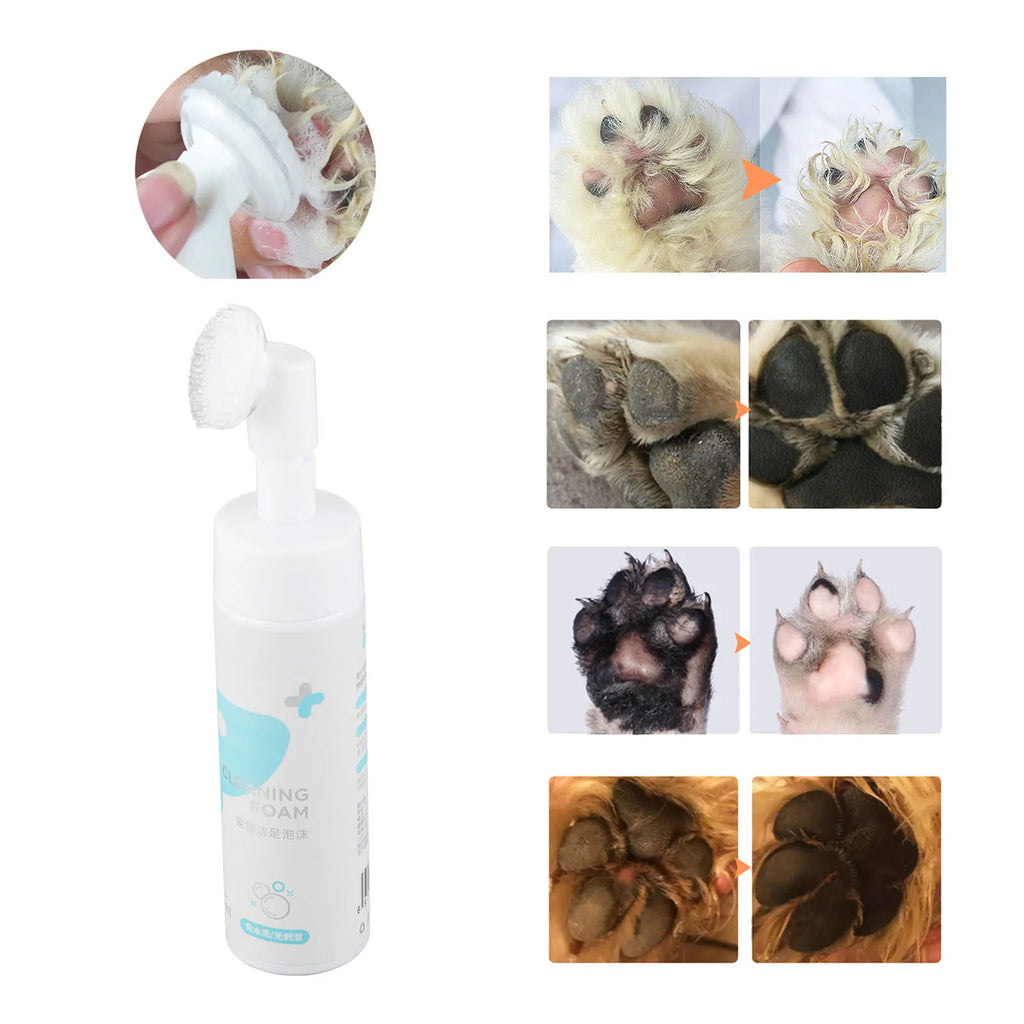 200ml Gentle Pet Paw Cleaning Foam No Rinse Dog Cat Foot Cleaner Spray Claw Care Hygiene Wash Free Cleaning Supplies for Pets Qme