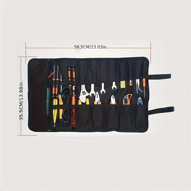 Roll Tool Bag Large Size Wrench Roll Up Portable Pouch Bag 22 Pockets Kit Multi-functional Spanner Tool Organizer Folding Pouch Qme