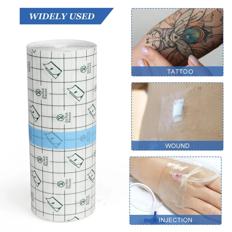 One Roll 5M Waterproof PU Bandages Disposable Transparent Stretchable Adhesive Bandages Protect Your Tattoos And Showers Qme