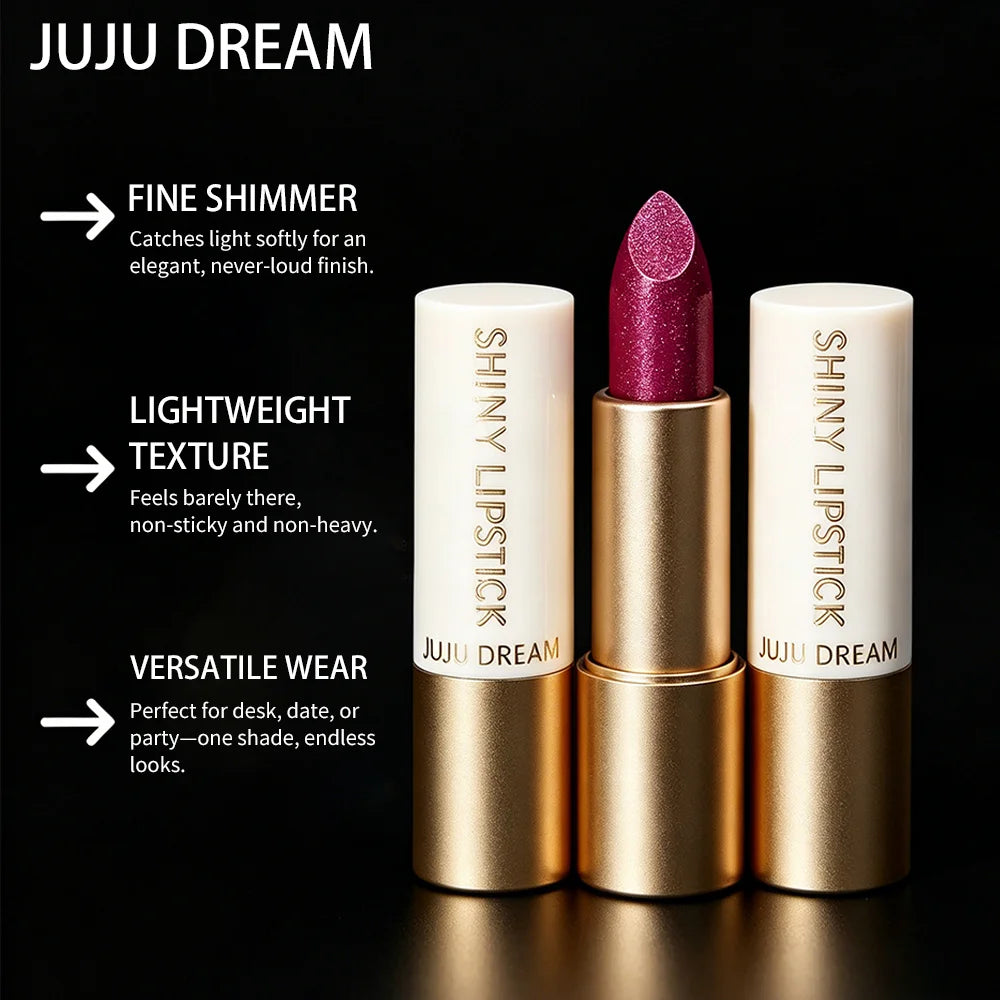JUJU DREAM Matte Gold Tube Glitter Lipstick Metallic Shine Hydrating Qme