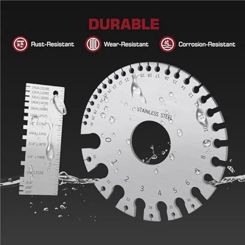 A02F-2X Wire Gauge Measuring Tool&Gauge Thickness Tool, Stainless Steel Sheets Welding Material Thickness Gauge Dual-Sided Qme