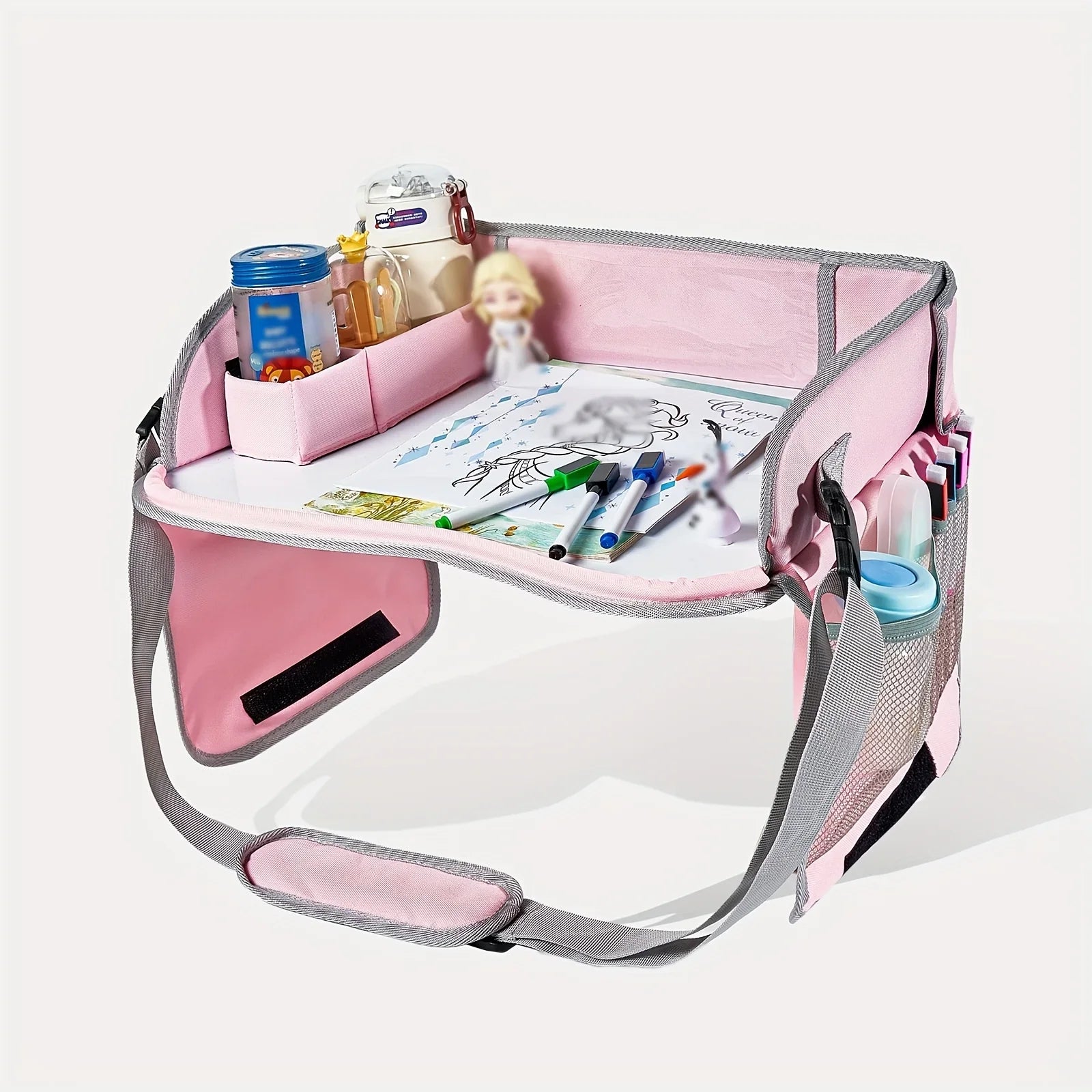 Portable Car Travel Drawing Board with Erasable Surface - Whiteboard Tray, Toy Storage & Safety Seat Organizer Qme