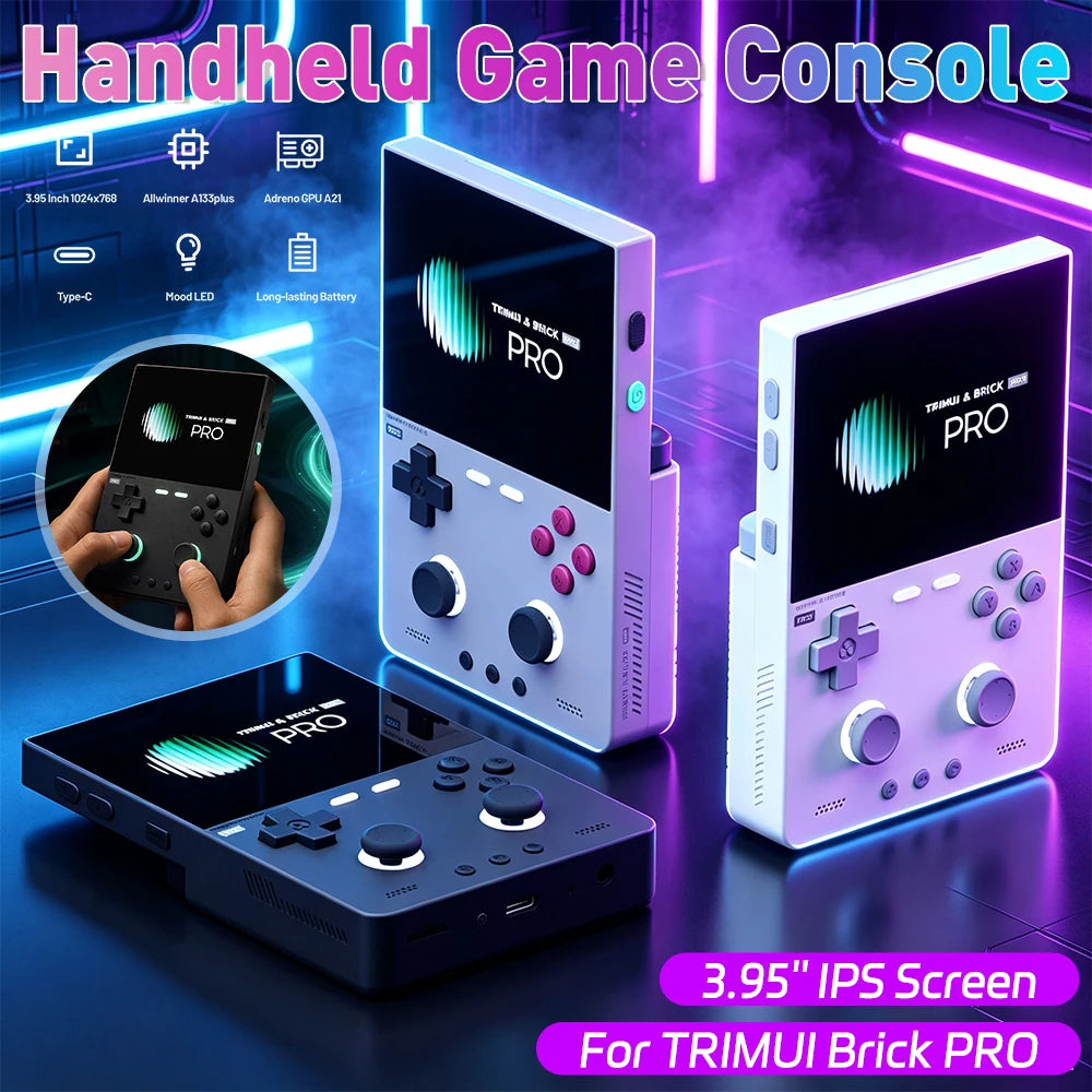 For TRIMUI Brick Pro Open-Source Handheld Console Ambient Lighting Retro Handheld Game Console for Outdoor Travel Daily Commute Qme