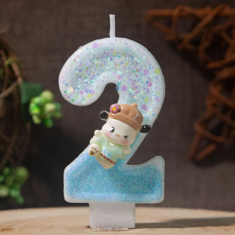 Pacha Dog 0-9 Numbered Birthday Candles Pink Cartoon Cake Topper Qme