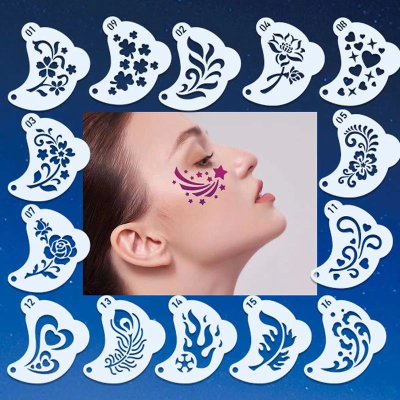 Makeup Tools Face Painting Tattoo Stencil DIY Hand Drawn Spray Qme