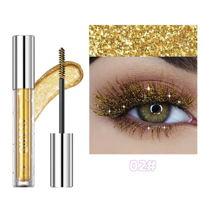 Snowflake Glitter Mascara, Smudge-Proof All Day Wear, Natural Lash Extension Effect, Flake Resistant Formula, Shimmer Mascara Qme B02
